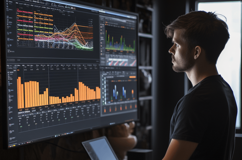 Engineer looking at Grafana dashboard